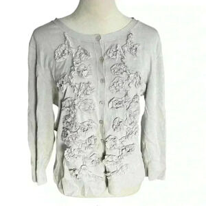 Chelsea & Theodore THEA Women’s XL Cardigan Sweater Light Tan Flowers